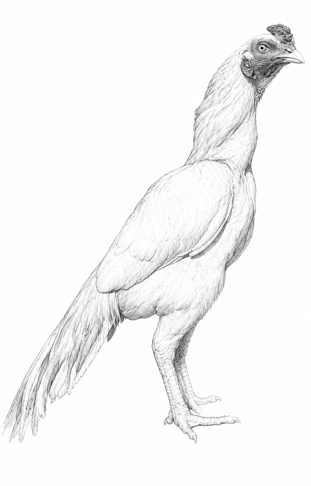 Pencil study of a tall Sindhi Aseel stag